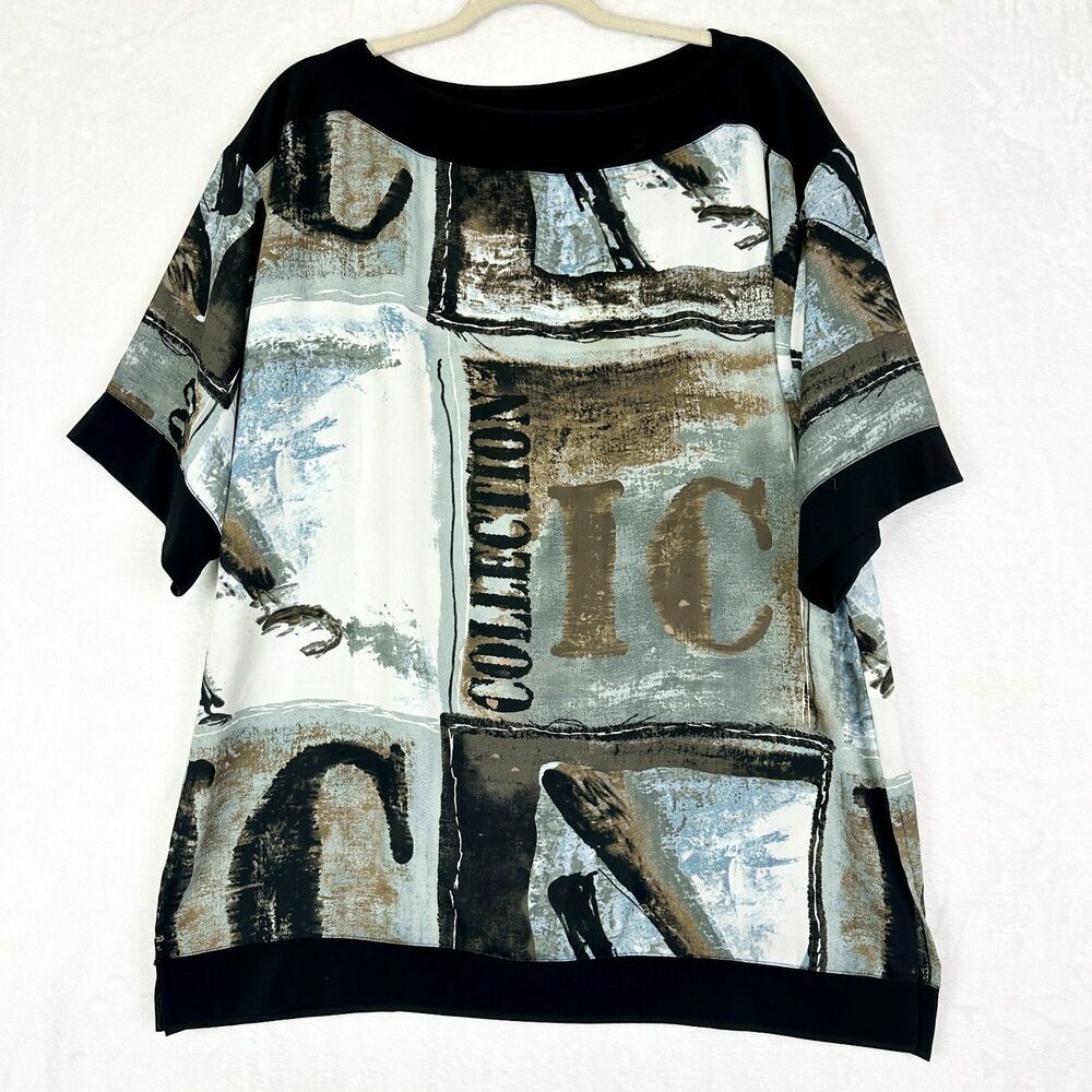 IC Collection by Connie K Signature Logo Tunic Top Size Large Abstract Artsy
